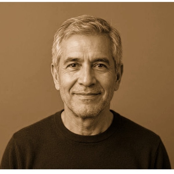 Photorealistic portrait corrected from warm color cast to a neutral fixed 2x2 passport photo